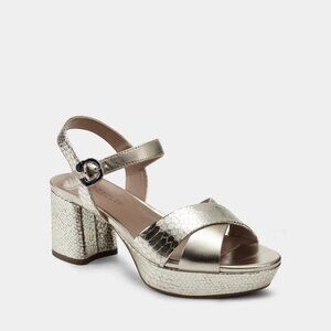 NWT Aerosoles Cosmos Heeled Platform Sandals Soft Gold Sz 8